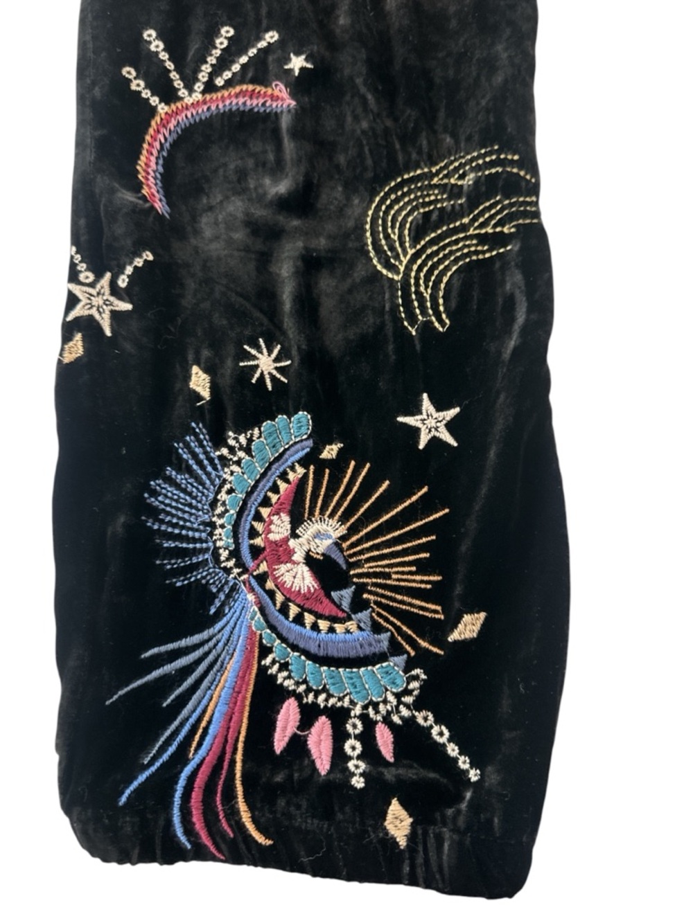 Johnny Was Victoria Velvet Silk Embroidered Joggers in Black - Picture 5 of 9